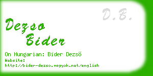 dezso bider business card